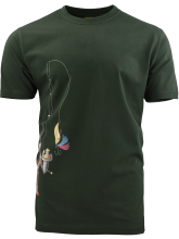 triko s barevným potiskem RYBÁŘSKÝ PRUT tmavě zelené
